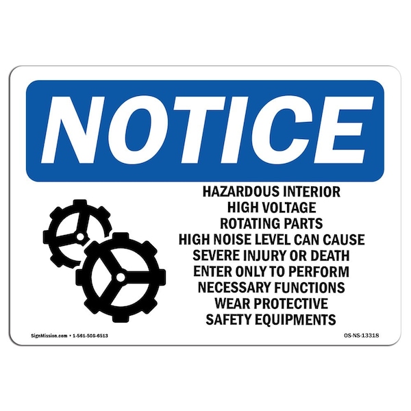 Signmission OSHA Notice Sign, 5" Height, 7" Width, Hazardous Interior High Voltage Sign With Symbol, Landscape OS-NS-D-57-L-13318 - main